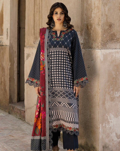 Charizma Winter | Embroidered Printed Staple | Design 1