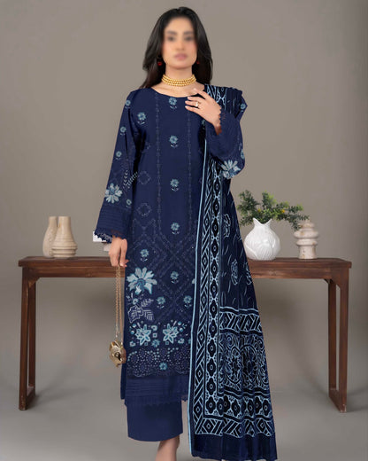 Fantak Zabaish | Emb Dhanak with Plachi Shawl | Design 1