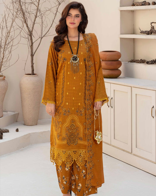 Gullerukh Afsana | Embroidered Stripe Viscose | Design 1