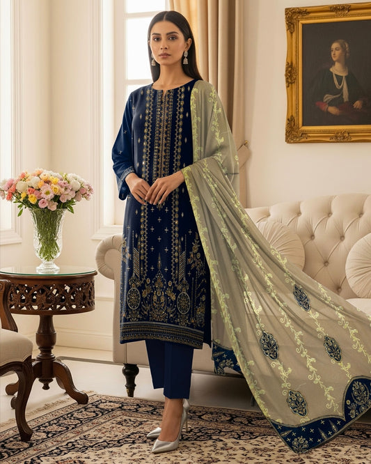 Gull-e-Rukh | Embroidered Micro Velvet | Design 1