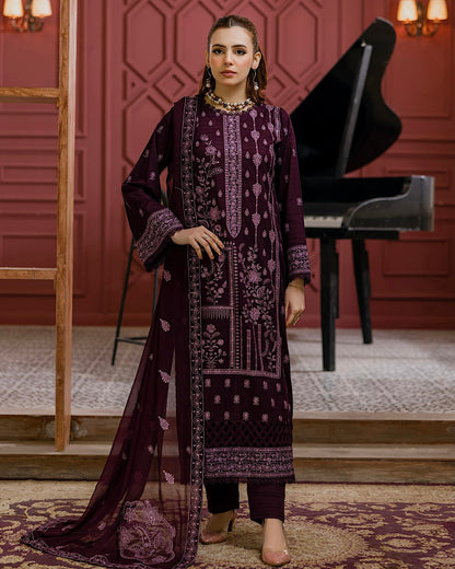 Aalaya Gulnaar | Embroidered Lawn Crinkle Dupatta | Design 1