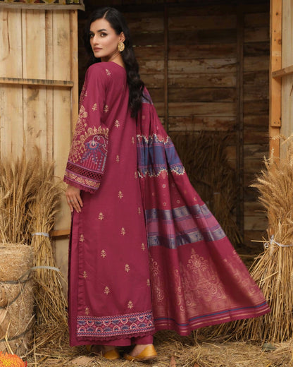Johra Azura | Embroidered Khaddar Jacquard Shawl | Design 1