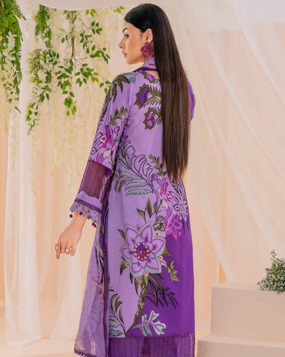Coral Fall Edit | Printed Linen with Chiffon Dupatta | Design 1