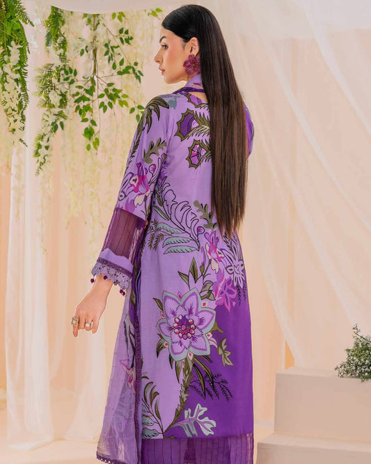 Coral Fall Edit | Printed Linen with Chiffon Dupatta | Design 1