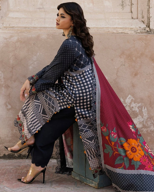 Charizma Winter | Embroidered Printed Staple | Design 1