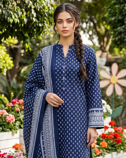 Regalia | Gold Paste Printed Lawn 3pc | Design 1