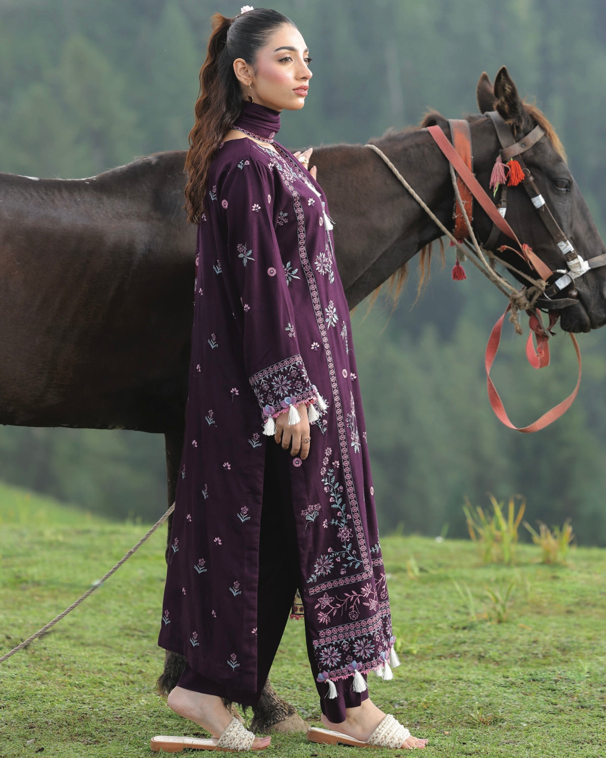 Gullerukh Wadi Ishq | Emb Peach Leather with Emb Shawl | Design 1