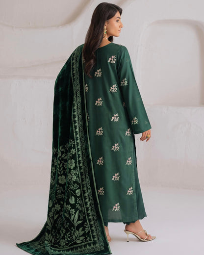 Aizy Zelora | Emb Zari Dhanak with Plachi Shawl | Design 1