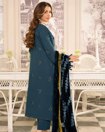 Rangreet | Embroidered Zari Dhanak | Plachi Shawl | Design 1