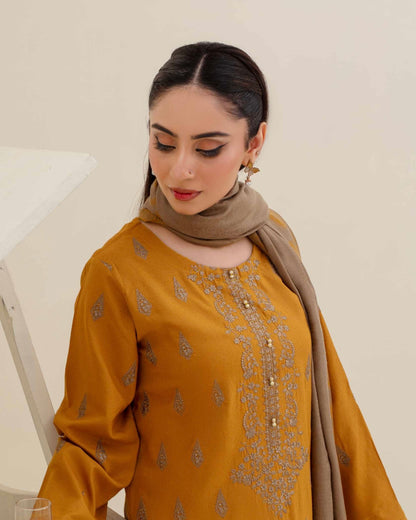 Gull-e-Rukh | Embroidered Dhanak Pashmina Shawl | Design 1