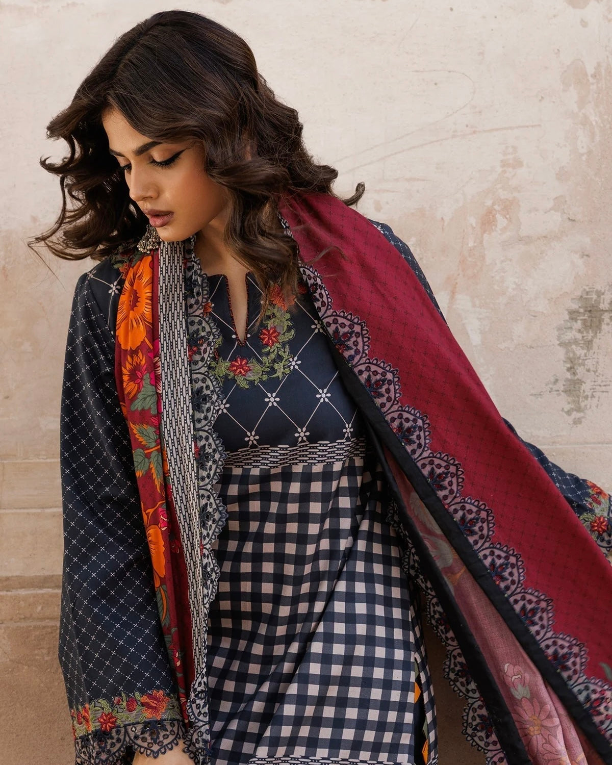 Charizma Winter | Embroidered Printed Staple | Design 1
