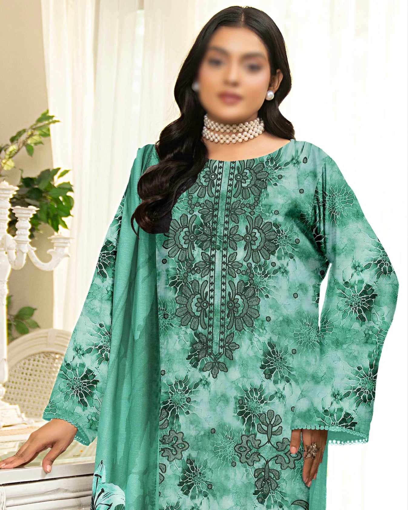 Fantak Batik | Embroidered Printed Karandi | Design 1