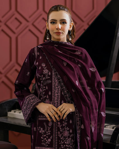 Aalaya Gulnaar | Embroidered Lawn Crinkle Dupatta | Design 1