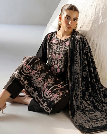 Aizy Anaya | Emb Zari Dhanak with Plachi Shawl | Design 1