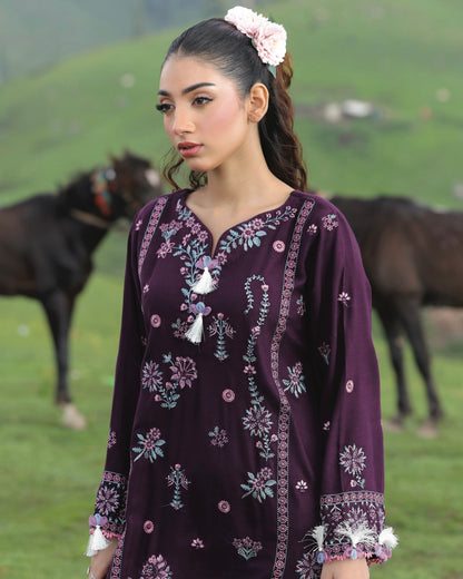 Gullerukh Wadi Ishq | Emb Peach Leather with Emb Shawl | Design 1