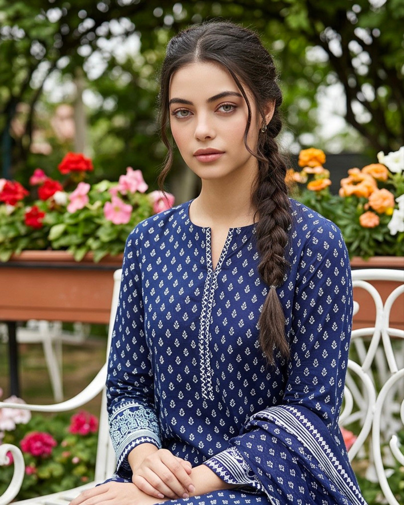Regalia | Gold Paste Printed Lawn 3pc | Design 1