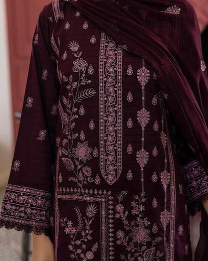 Aalaya Gulnaar | Embroidered Lawn Crinkle Dupatta | Design 1