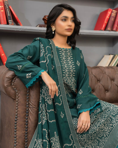 Fantak Afsanah | Emb Dhanak with Emb Wool Shawl | Design 1