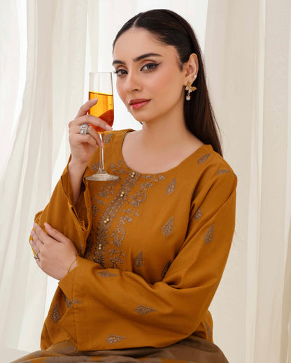 Gull-e-Rukh | Embroidered Dhanak Pashmina Shawl | Design 1