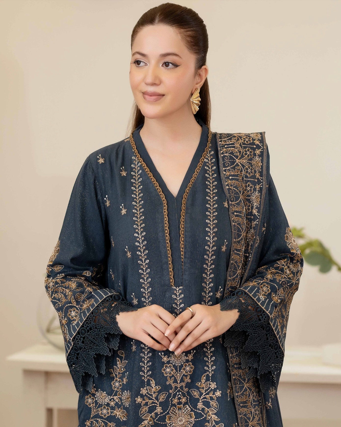 Johra Anahira | Embroidered Fancy Peach Leather | Design 202