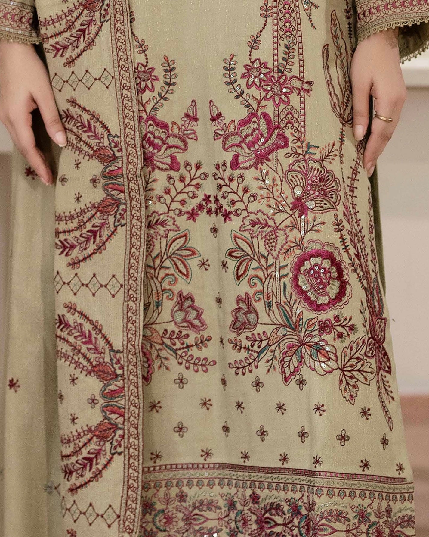 Johra Anahira | Embroidered Fancy Peach Leather | Design 203