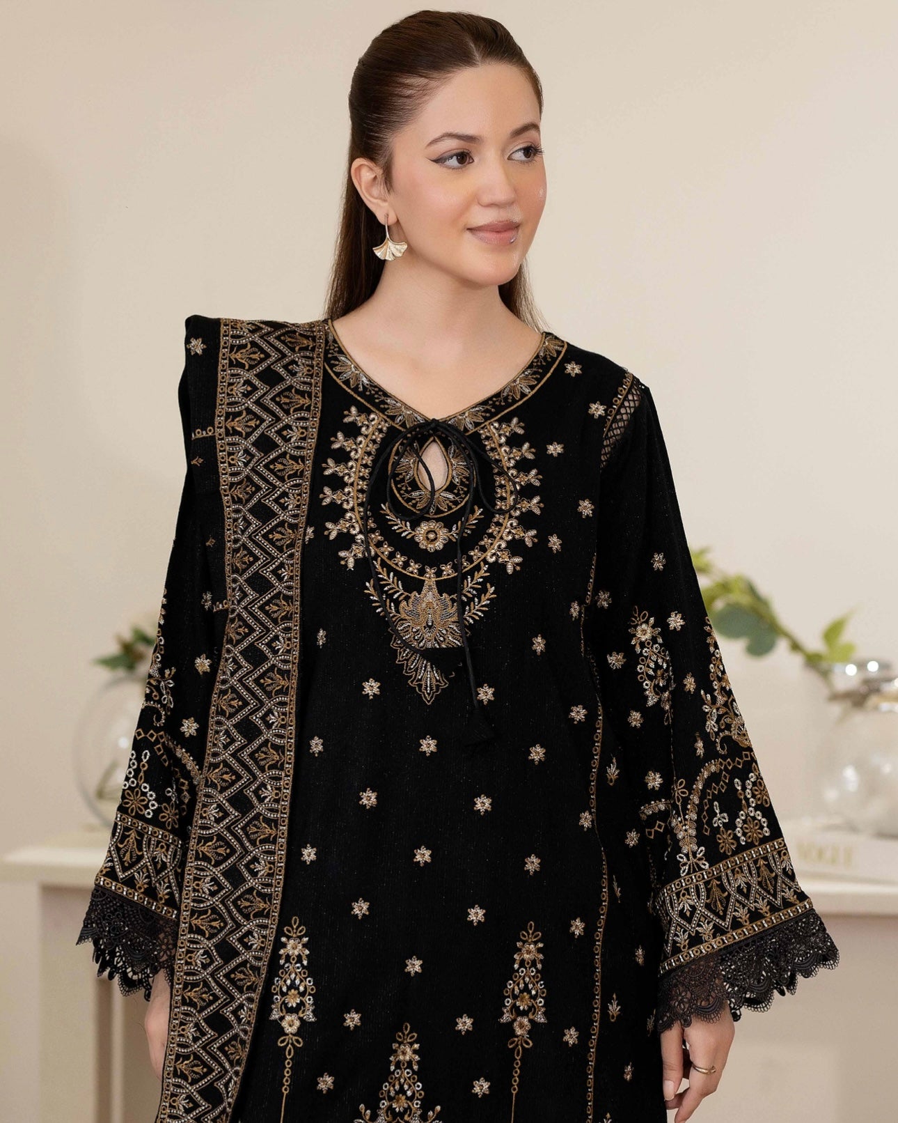 Johra Anahira | Embroidered Fancy Peach Leather | Design 204