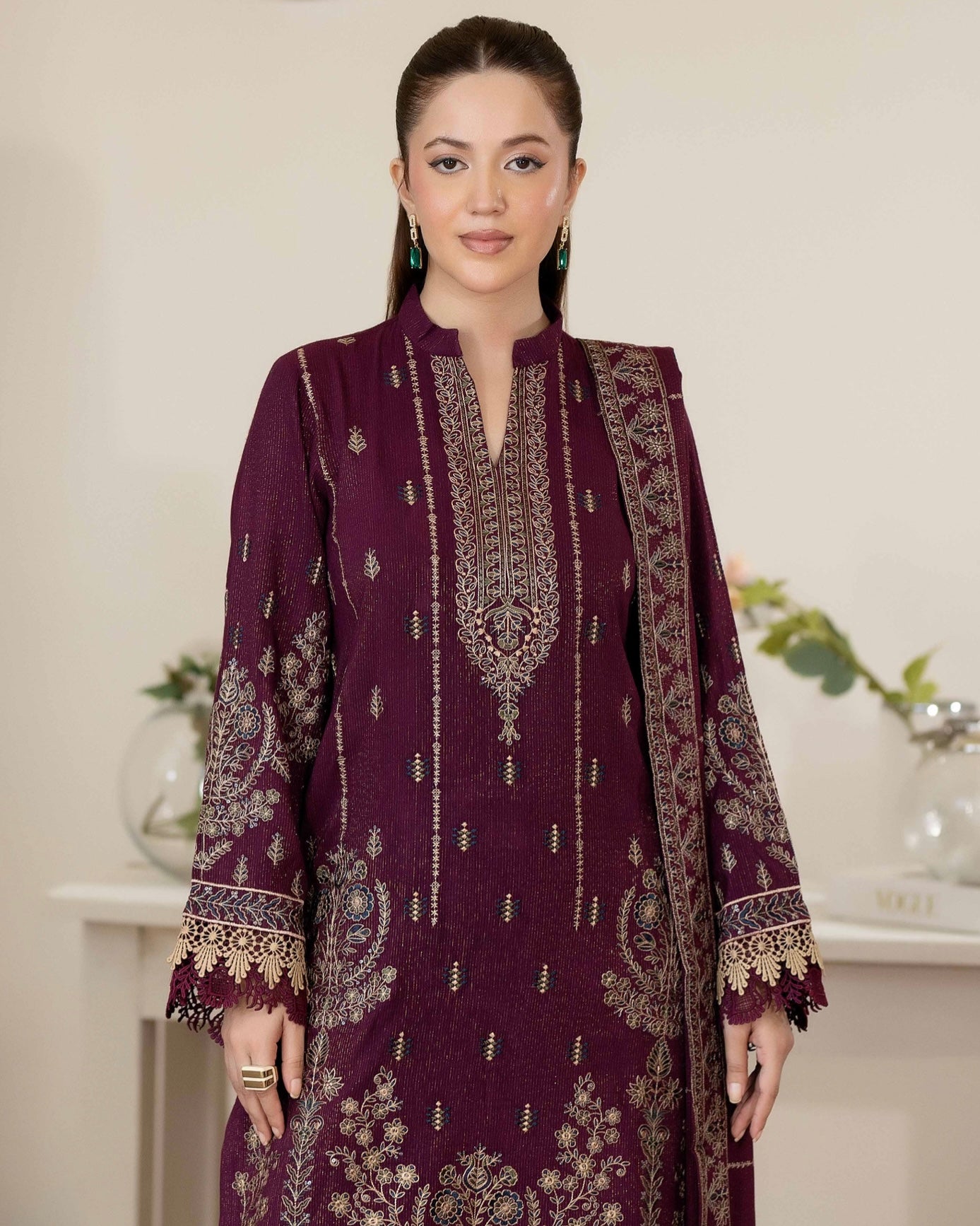 Johra Anahira | Embroidered Fancy Peach Leather | Design 207