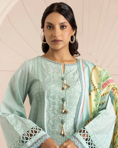 Zellbury | Embroidered Cotton Denting Dupatta | Design 209