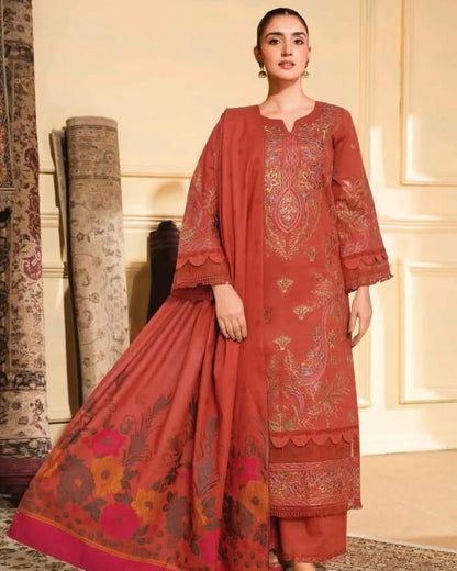 Johra Paraha | Embroidered Khaddar Jacquard Shawl | Design 20