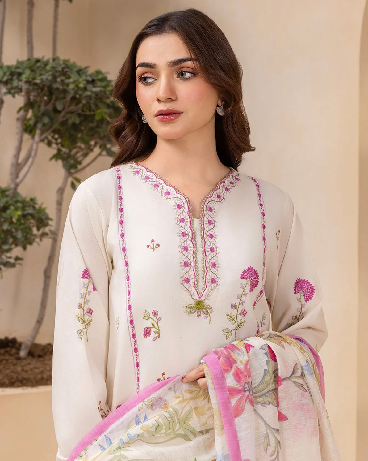 Zellbury | Embroidered Cotton Monar Dupatta | Design 210