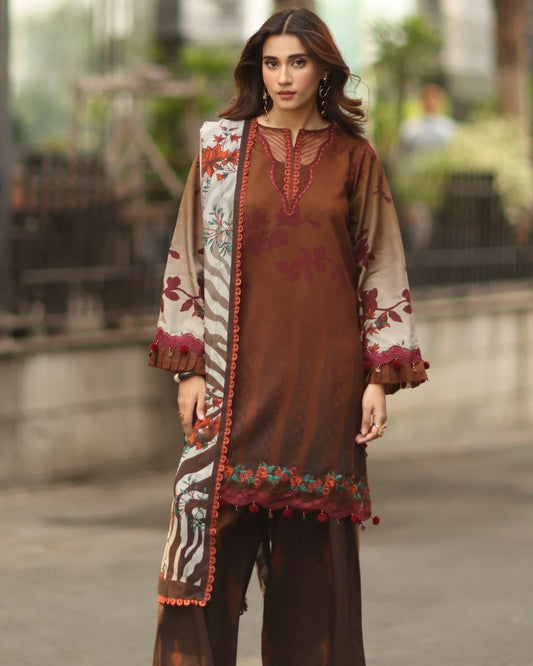 Charizma Winter | Embroidered Printed Staple | Design 23