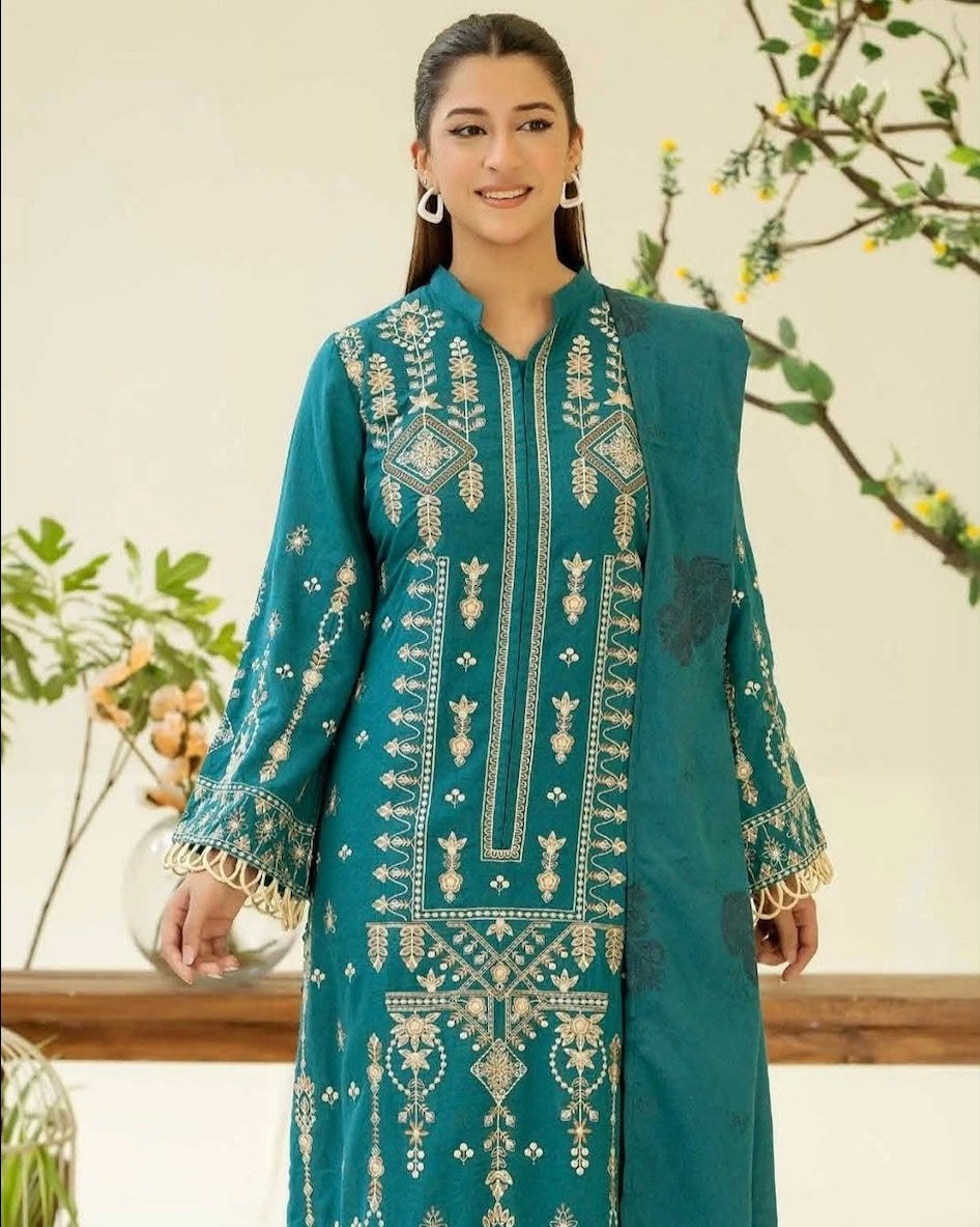 Johra Arslin | Embroidered Karandi Jacquard Shawl | Design 266