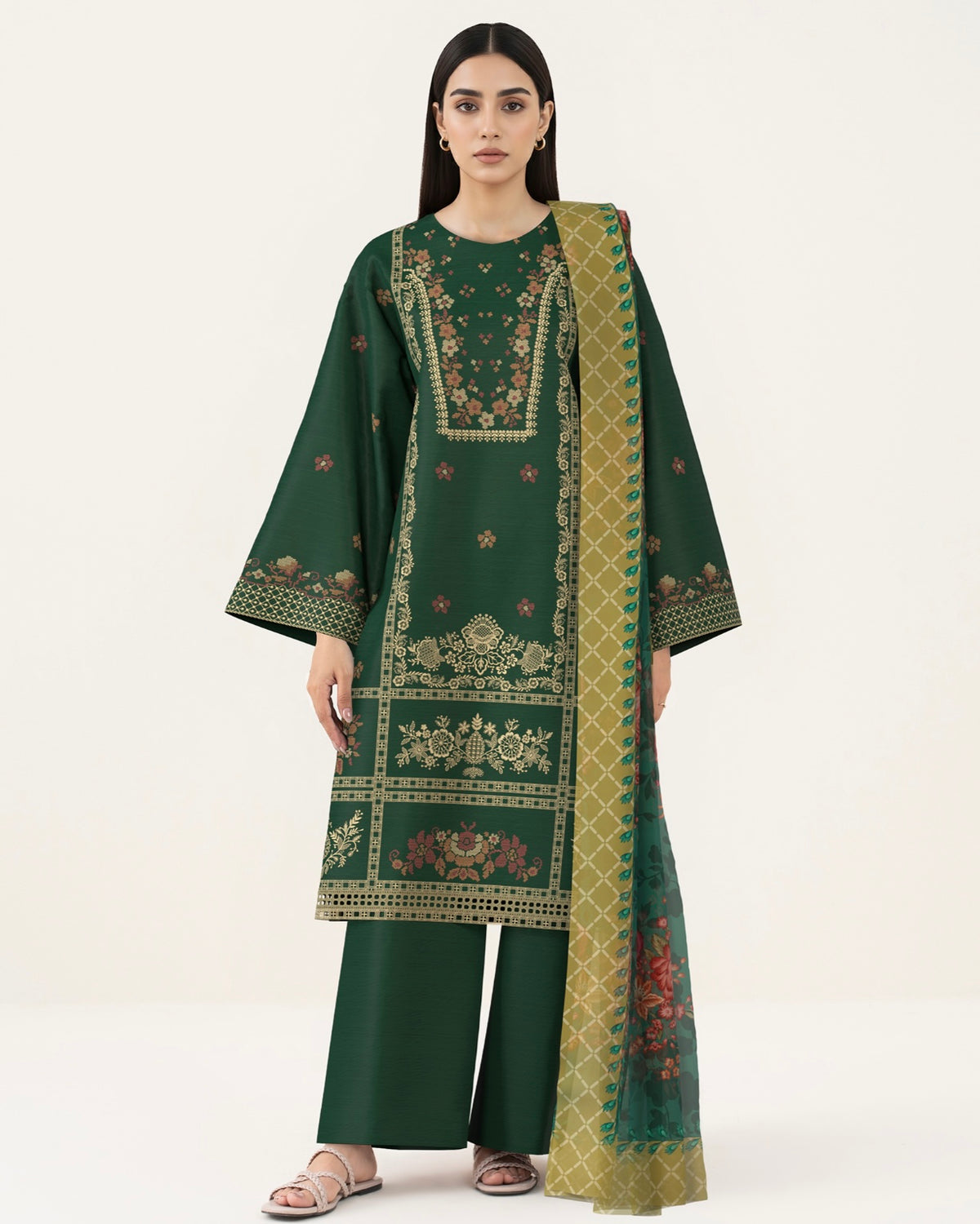 Sapphire | Embroidered Viscose Raw Silk | Design 26CL14