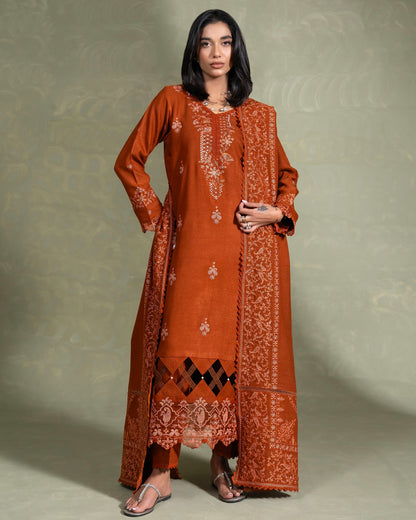 Coral Winter Series | Embroidered Peach Leather | Design 2