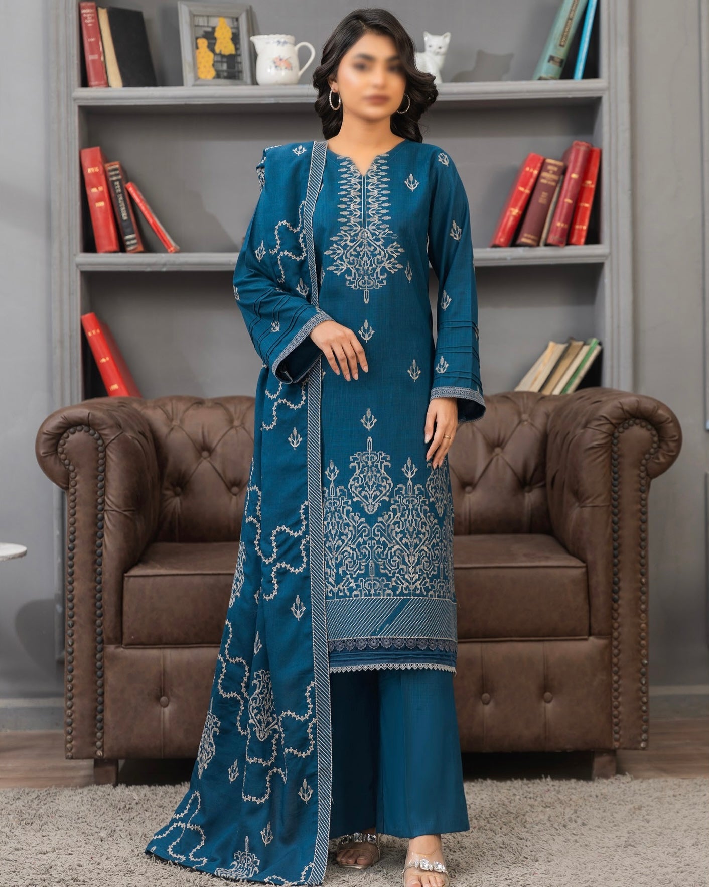Fantak Afsanah | Emb Dhanak with Emb Wool Shawl | Design 2