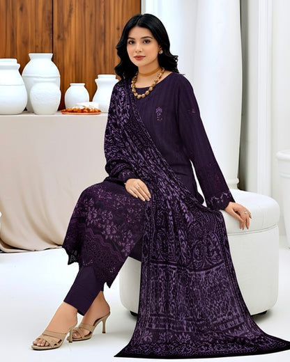 Rajwan | Zari Dhanak Plachi Shawl | Design 2