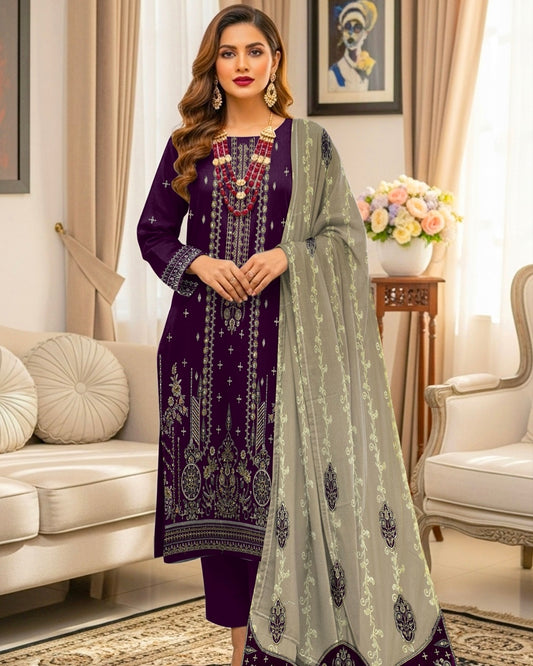 Gull-e-Rukh | Embroidered Micro Velvet | Design 2