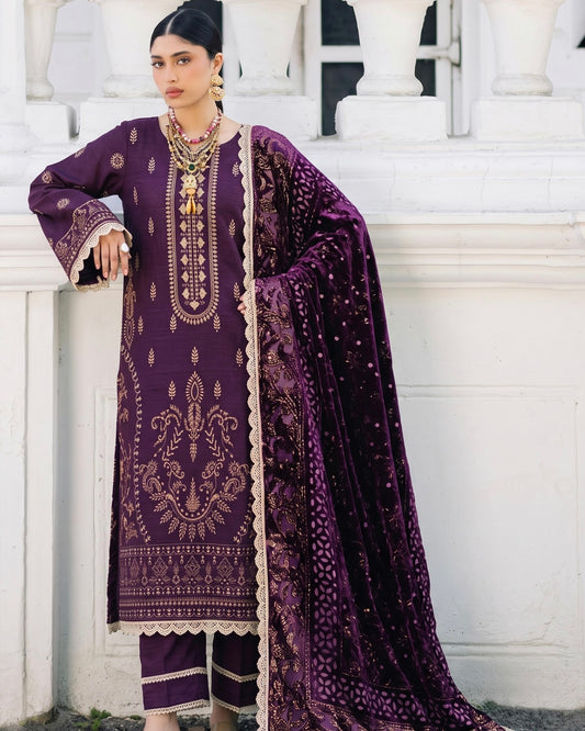Aizy Amber | Emb Dhanak with Plachi Shawl | Design 2