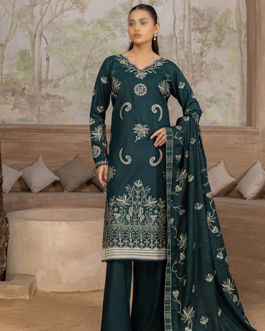 Fantak Nilofer | Emb Dhanak with Emb Wool Shawl | Design 2