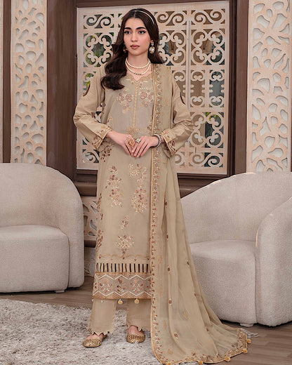 GulleRukh Upscale | Emb Lawn Emb Chiffon Dupatta | Design 2