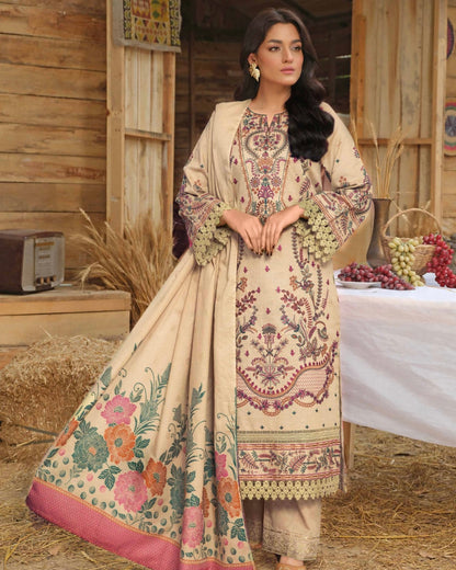 Johra Azura | Embroidered Khaddar Jacquard Shawl | Design 2