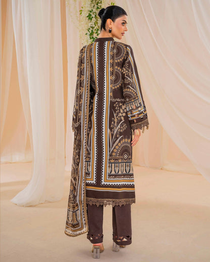 Coral Fall Edit | Printed Linen with Chiffon Dupatta | Design 2