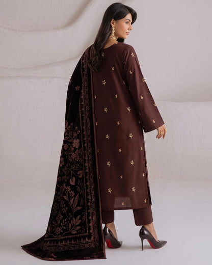 Aizy Zelora | Emb Zari Dhanak with Plachi Shawl | Design 2