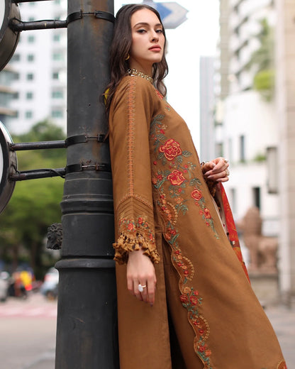 Charizma Poshima Vol 1 | Embroidered Peach Leather | Design 2