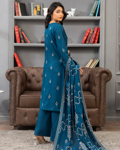 Fantak Afsanah | Emb Dhanak with Emb Wool Shawl | Design 2