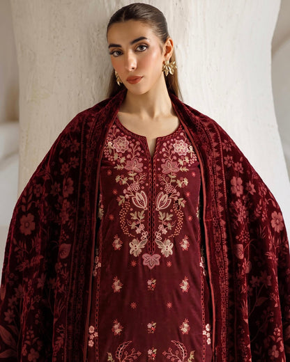 Aizy Anaya | Emb Zari Dhanak with Plachi Shawl | Design 2