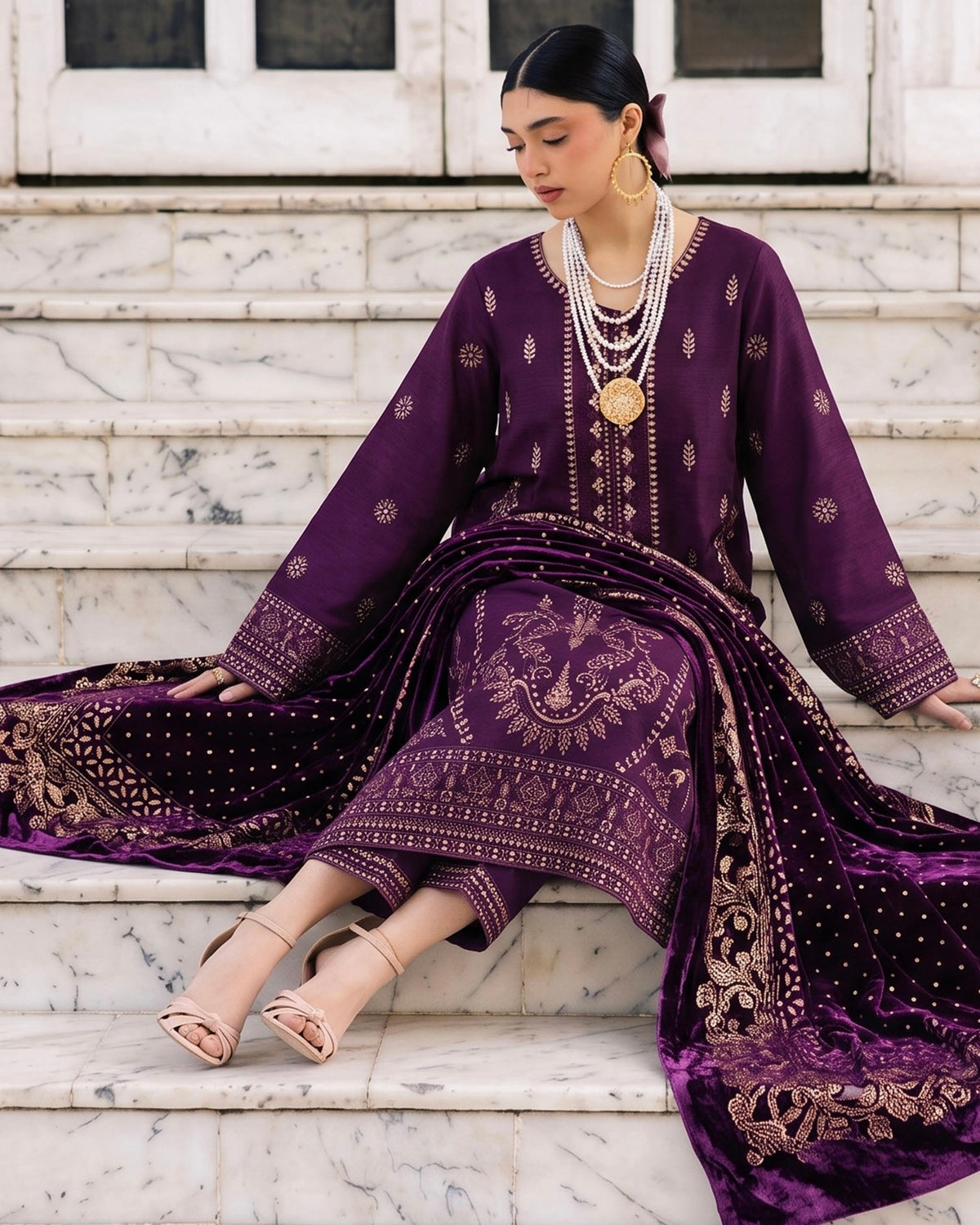 Aizy Amber | Emb Dhanak with Plachi Shawl | Design 2