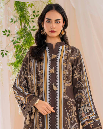 Coral Fall Edit | Printed Linen with Chiffon Dupatta | Design 2