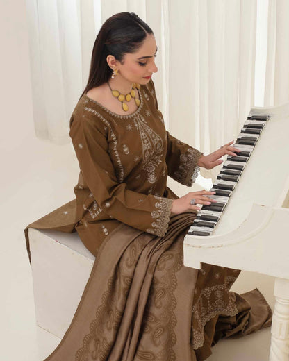 Gull-e-Rukh | Embroidered Dhanak Pashmina Shawl | Design 2