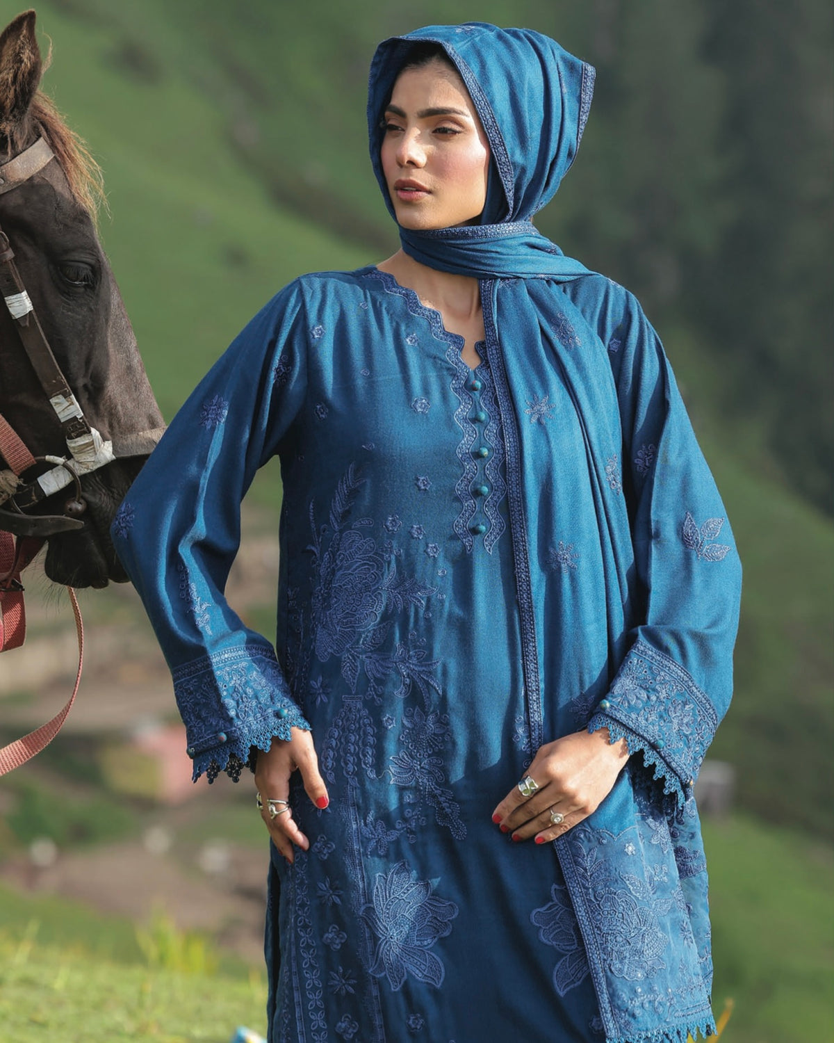 Gullerukh Wadi Ishq | Emb Peach Leather with Emb Shawl | Design 2